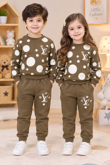 LV imported winter tracksuit Olive Brown (1-12 Y)