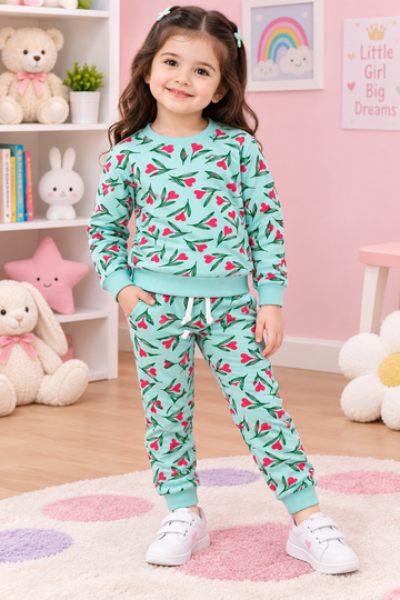 Girls Mint Heart Stylish Suit Winter (1-6 Y)