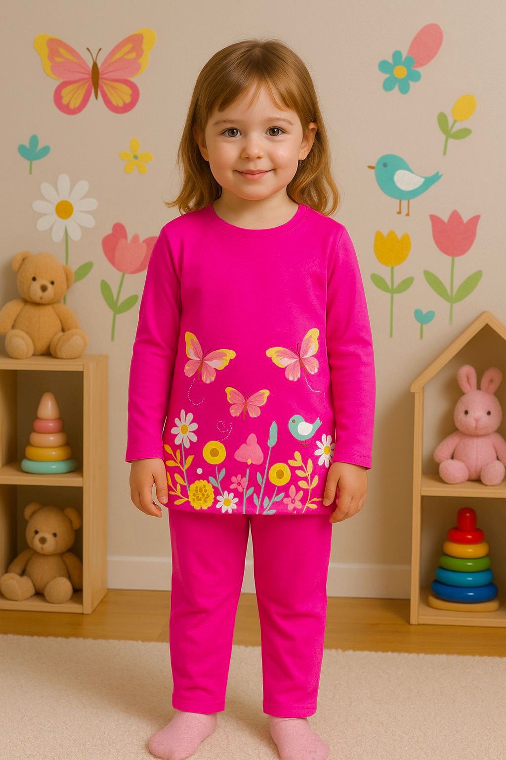 Butterfly (Summer) shocking Pink full sleeves Tracksuit