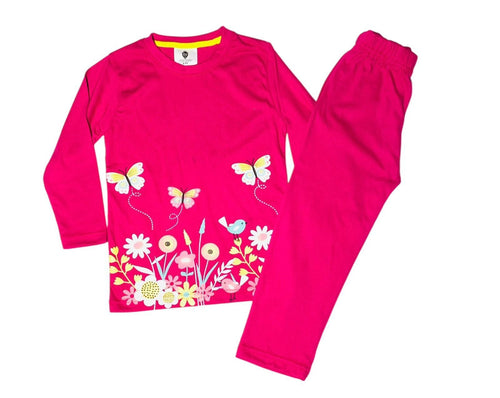 Butterfly (Summer) shocking Pink full sleeves Tracksuit