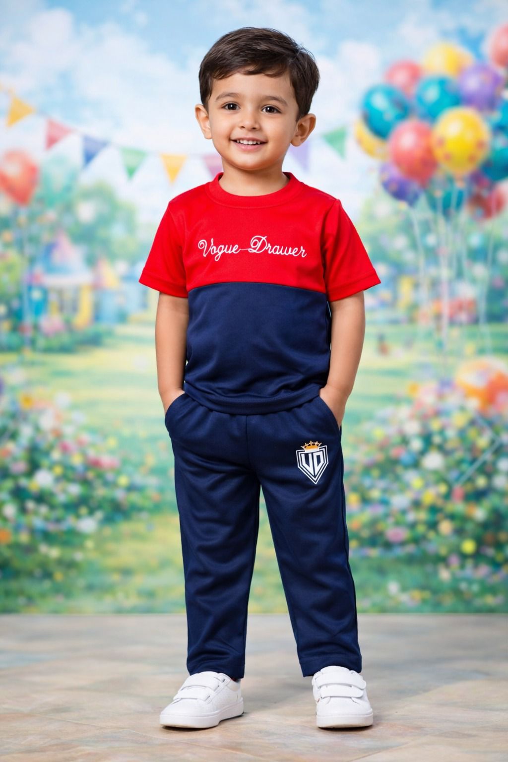 VD Red-Navy Half sleeves Tracksuit