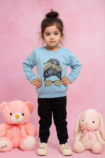 Fancy Girl Sky Blue + Black Tracksuit winter (1-9 Y)