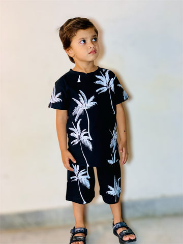 Coconut tree design Co-ords 1-10 Y Black