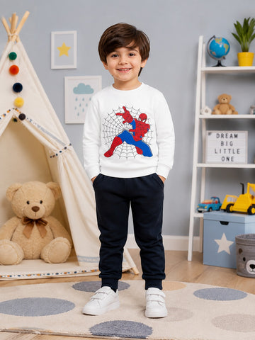 Spiderman Fleece Tracksuit WHT-BLK