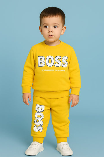 Boss Fleece winter tracksuit (1-3 Y) YELLOW