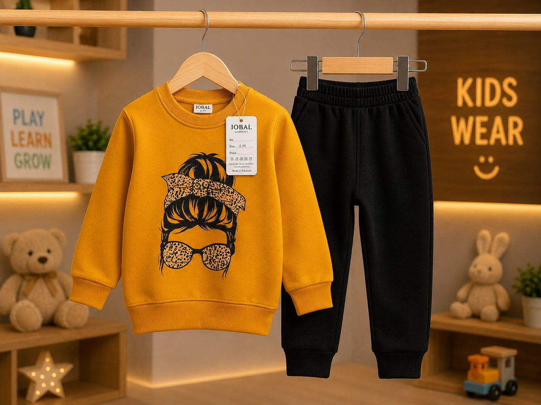 Stylish Girl design Fleece Winter Tracksuit - Mustard