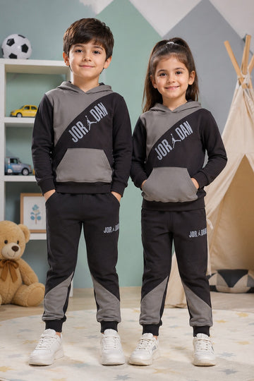 Imported JJ Hoodie Tracksuit 1-14 Y GRY-RSTBLK