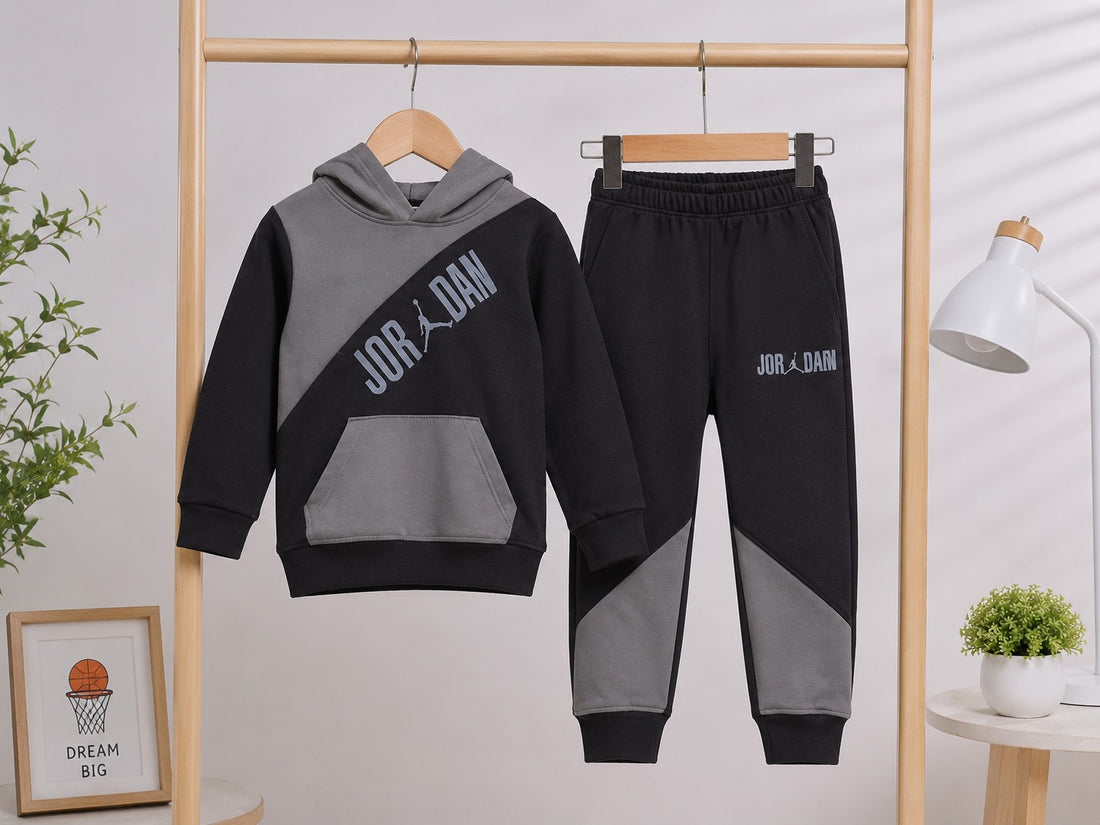 Imported JJ Hoodie Tracksuit 1-14 Y GRY-RSTBLK