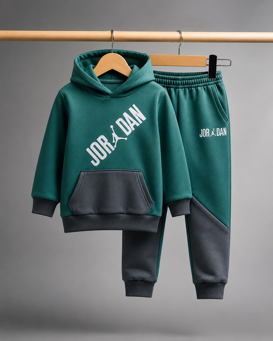 Imported JJ Hoodie Tracksuit 1-14 Y GRN-BLK