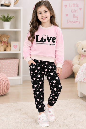 Premium Girls Love design Winter Tracksuit  (1-12 Y)
