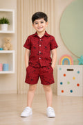 Embosed Co-ords set 1-13 y - Maroonish Red
