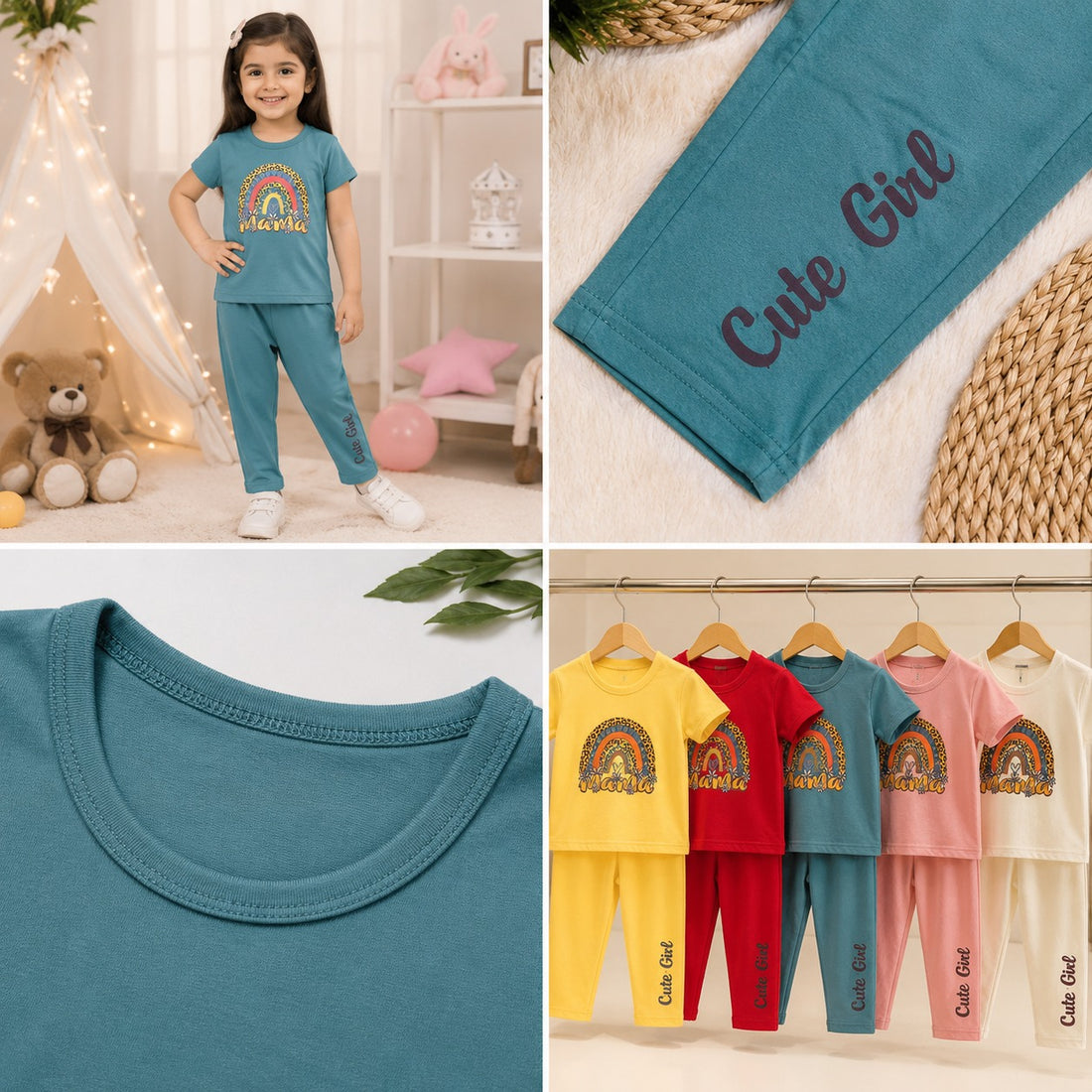 Mama Girls Fashion Summer Suits 1-12 Y Ocean Blue