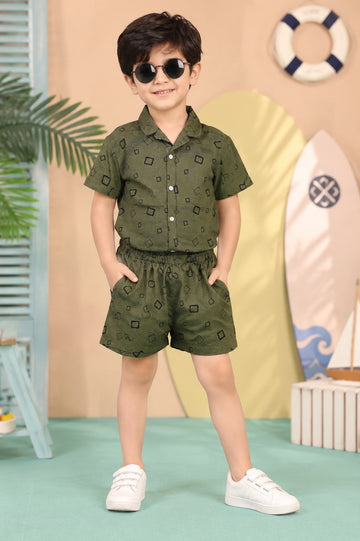 Embosed Co-ords set 1-13 y - Military Olive