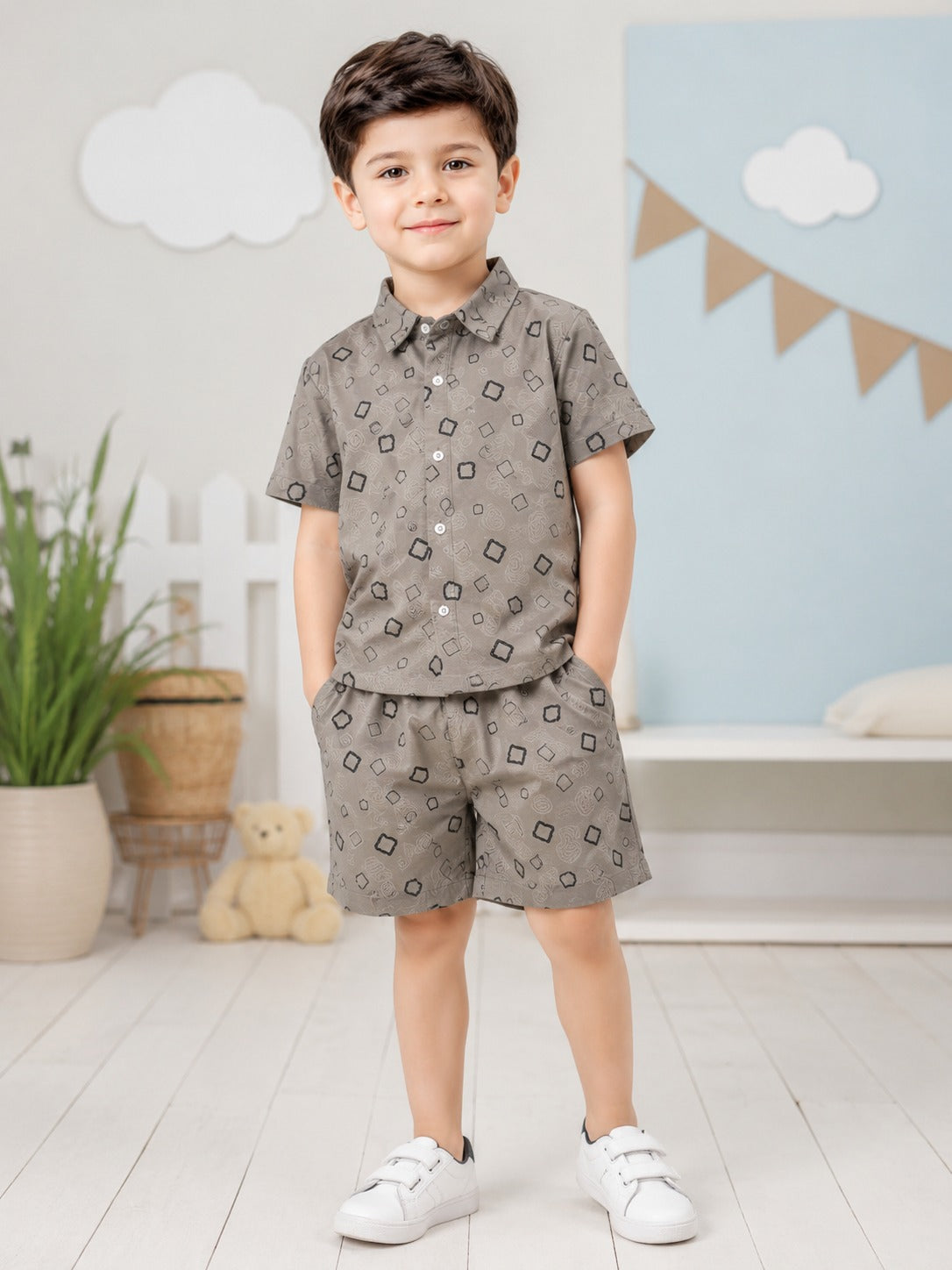 Embosed Co-ords set 1-13 y - Sand Grey