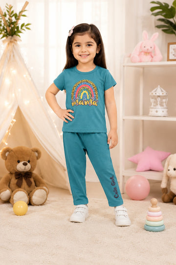 Mama Girls Fashion Summer Suits 1-12 Y Ocean Blue