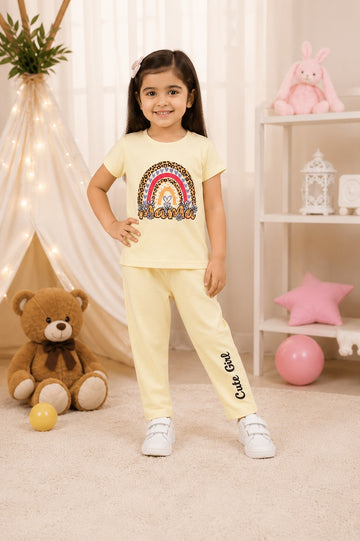 Mama Girls Fashion Summer Suits 1-12 Y Banana-yellow