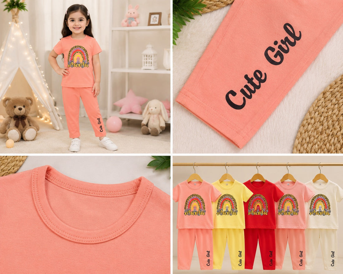 Mama Girls Fashion Summer Suits 1-12 Y Pink