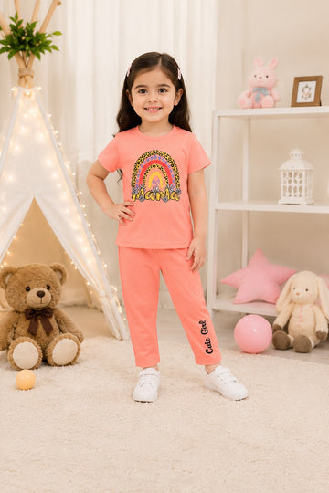 Mama Girls Fashion Summer Suits 1-12 Y Pink