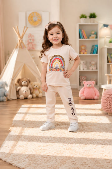 Mama Girls Fashion Summer Suits 1-12 Y Beige