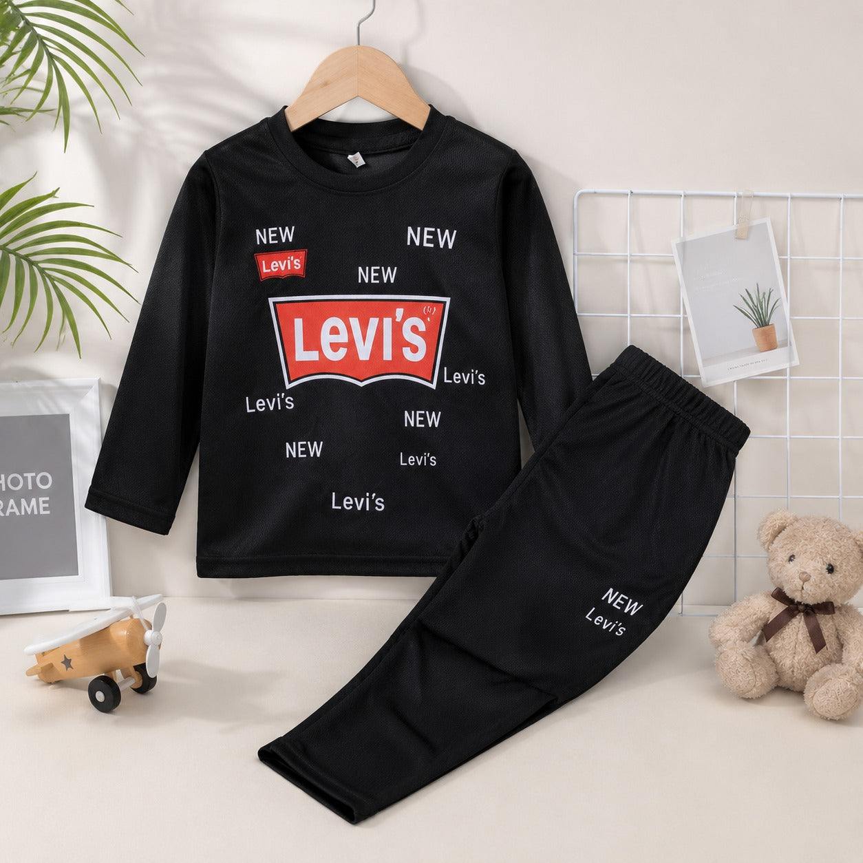 LEVIIS Summer Tracksuit full sleeves 1-12 Y Black