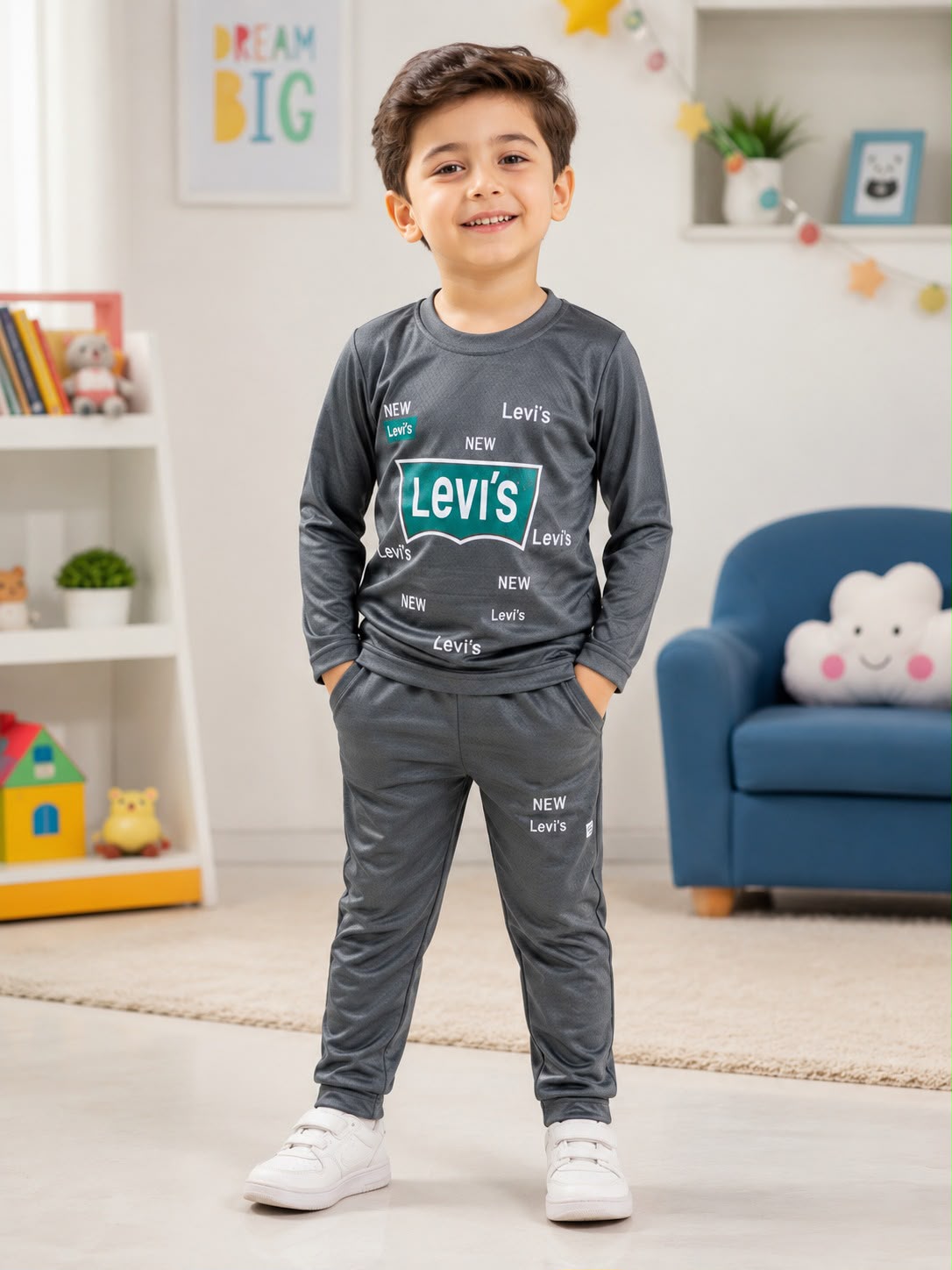 LEVIIS Summer Tracksuit full sleeves 1-12 Y Grey