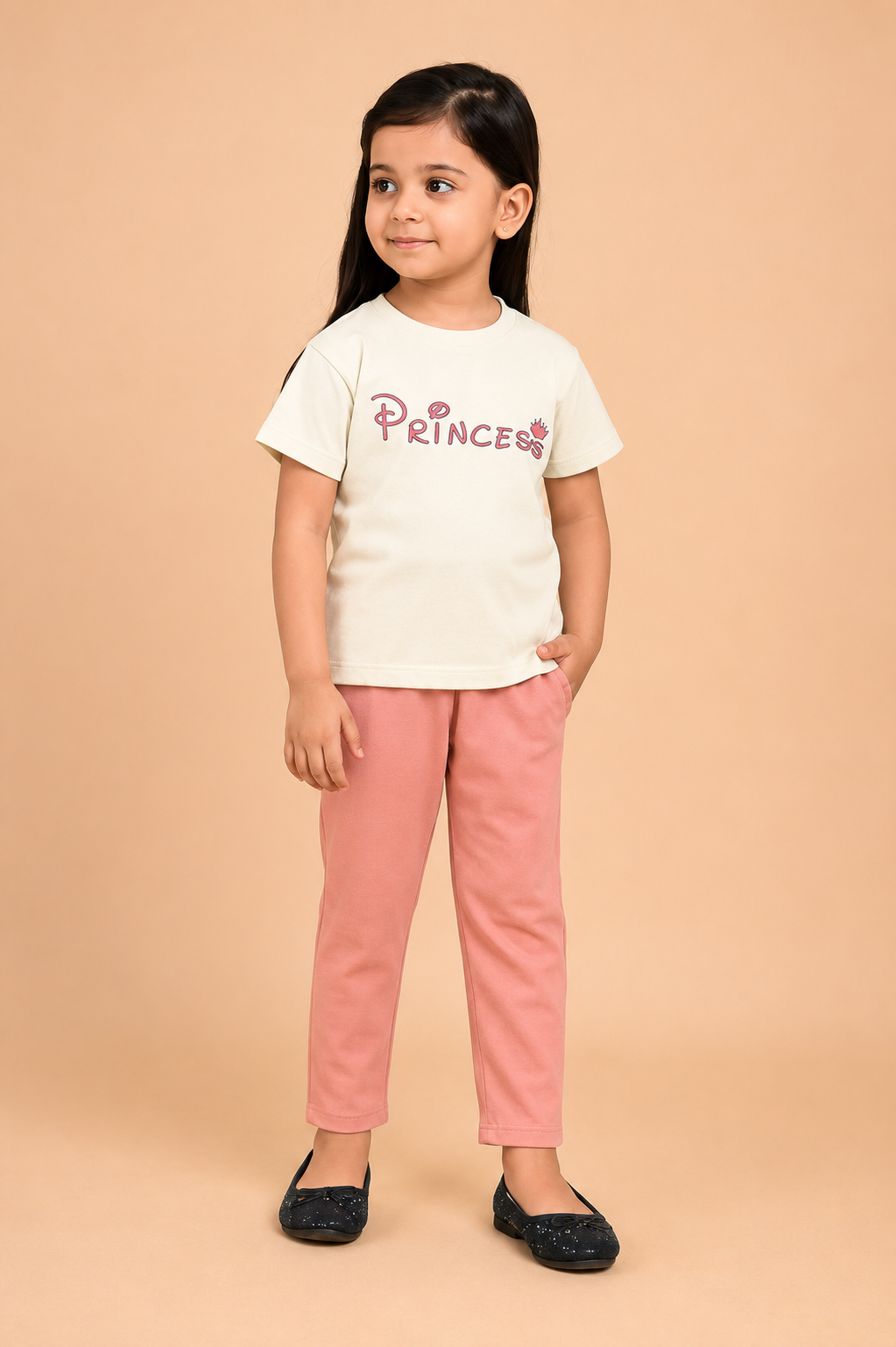 Princess Girls Suit 1-10 Y WHT-BABYPINK