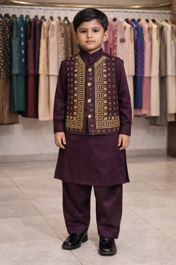 Embroidery Traditional suits 3 pcs ( 4-6 Y ) Purple Colour